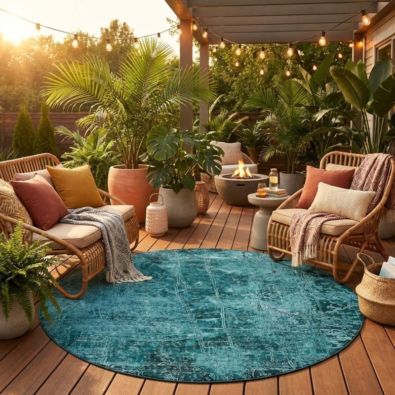 Tapis extérieur rond 8 pi