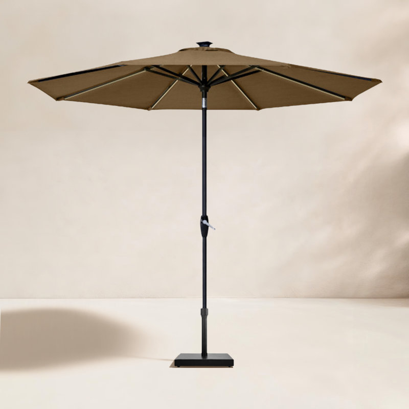 Parasol de marché 11 pi, Acrylique kaki, Noir