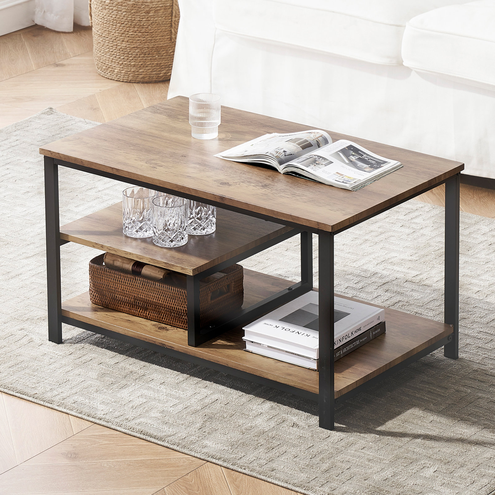 17 Stories Burrton Coffee Table, Industrial Coffee Table, Modern ...