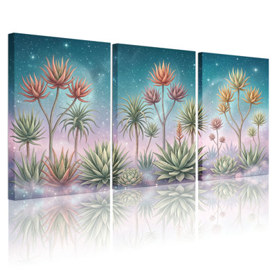 Désert nuit, art sur toile tendue, ensemble de 3 reproductions de peintures à l'huile pour salon
