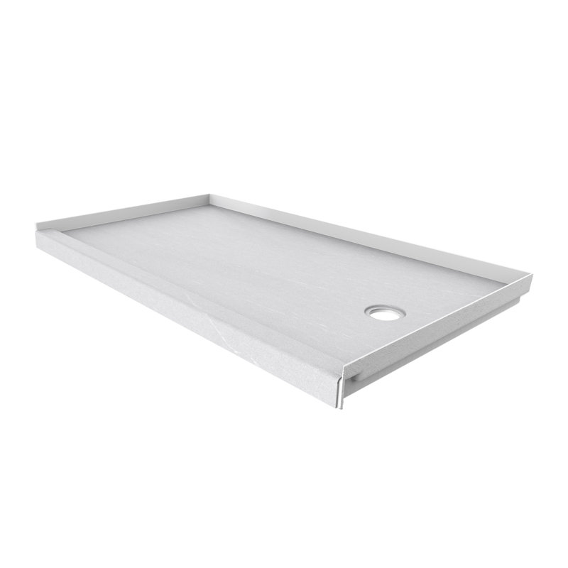 FlexStone® 60"W x 30"D Alcove Shower Base with Right Drain in Sea Salt, Sea Salt