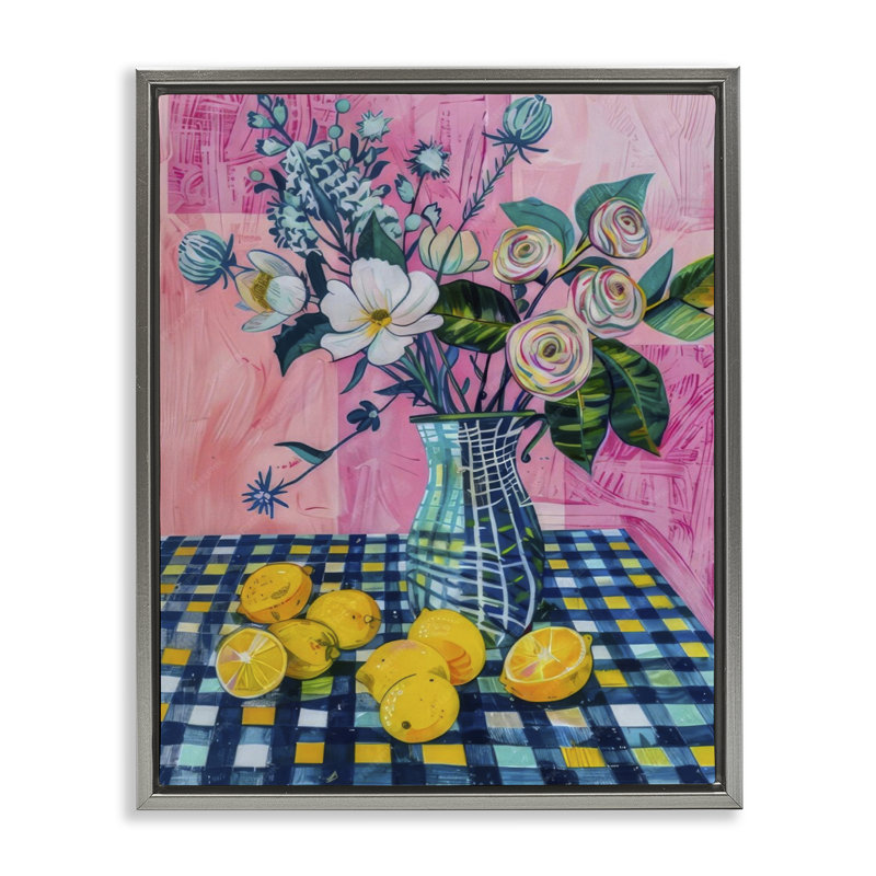  "Summer Table Bouquet", art mural par LSR Design Studio, Cadre flottant gris lustré, H 21 po x l 17 po