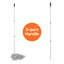 Superio String Microfiber Mop with Heavy-Duty 3-Part Stainless Steel Handle & Hanging Loop - Replacement Head for Hardwood Floors - Durable Cleaning Tool, Grey