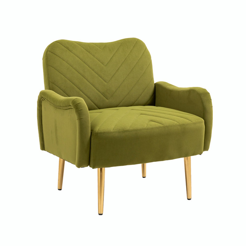 Fauteuil en velours, Polyester vert olive