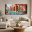 «Terracotta Courtyard with Pool and Palm Plants», ensemble de 3 toiles murales-131252940