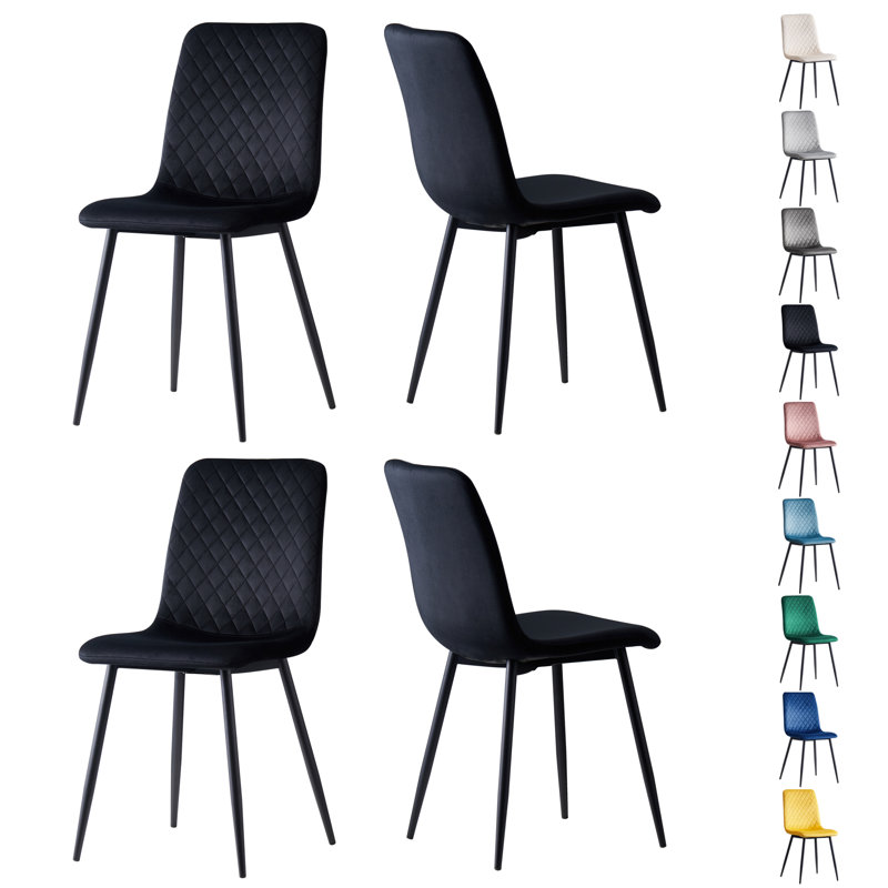 Upholstered Dining Chair, Black, 4