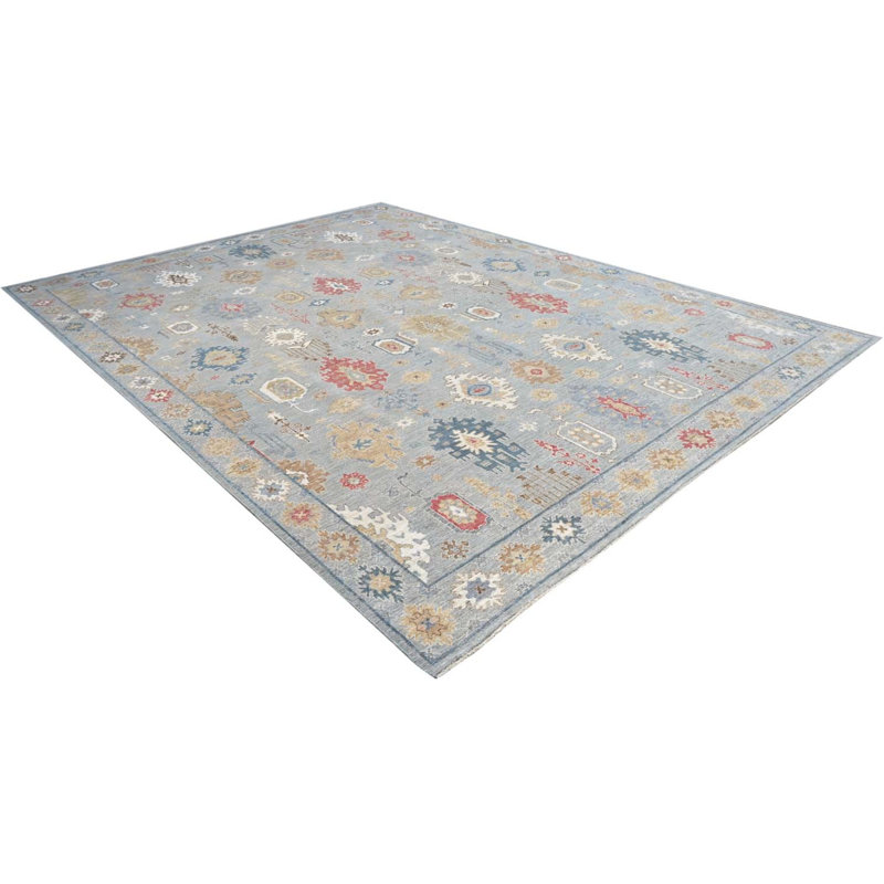 Oushak Collection, Transitional One-of-a-Kind Rectangle 9' X 11'8" Hand Knotted Area Rug