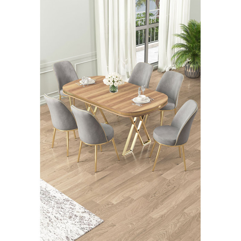 Ensemble de table et chaises de salle à manger (7 pièces), Gray