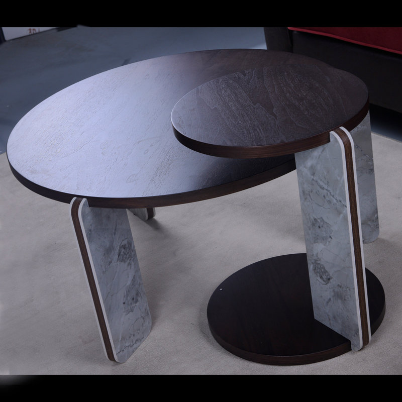 Table basse avec ensemble de tables de bout Modern, Noyer, Gris