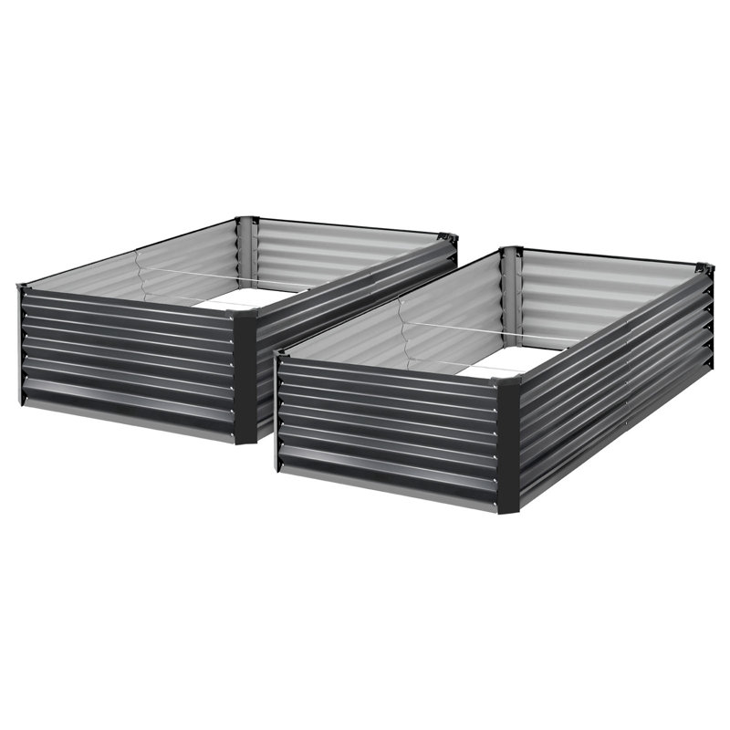 Galvanized Raised Garden Beds, 6.67 x 3.35 x 1.51 ft, Rectangular Metal Planter Boxes Kit Outdoor, Elevated Planting Box with Gloves, Alu-Zinc, for Growing Flowers Vegetables, Dark Gray