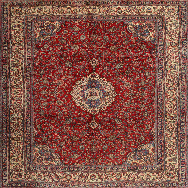 Tapis oriental rouge / beige Kelise, Carré 6 pi