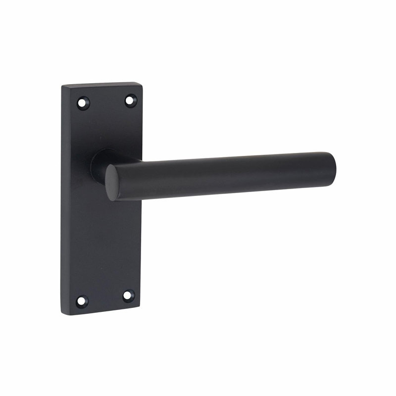 1 Pair Victorian Straight T-Bar Door Handles Latch in Matt Black Finish - 120mm x 40mm Backplate