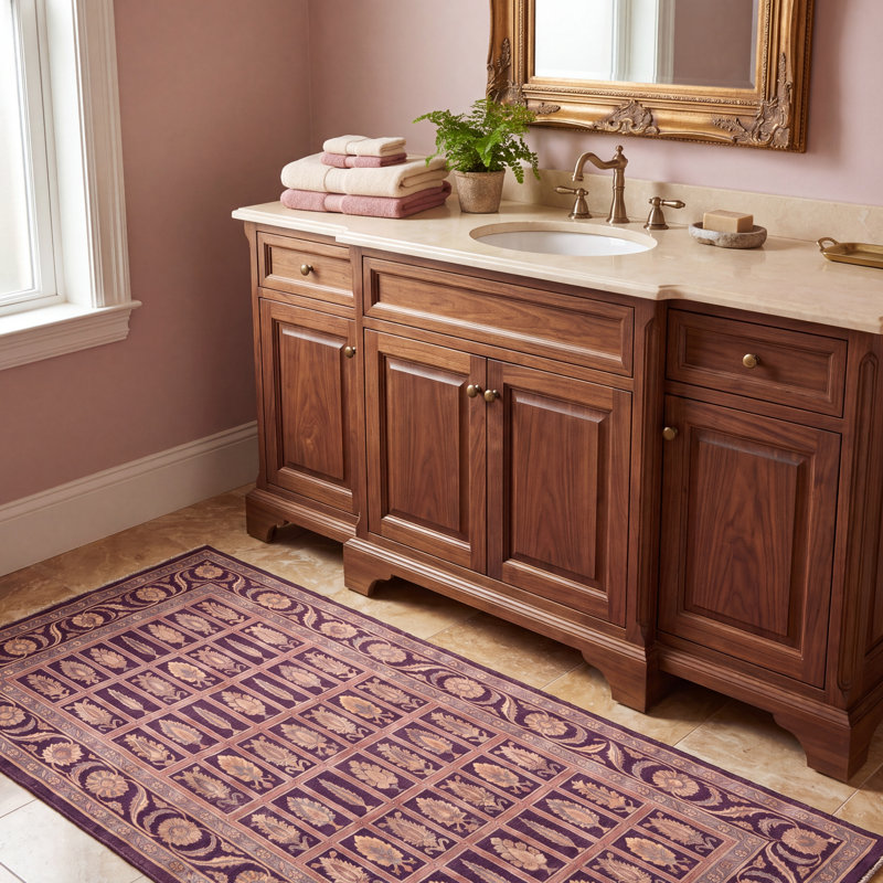Tapis Heather2 traditionnel de style persan audacieux, or, rose, gris, ivoire, lavable en machine, antidérapant, à poils courts, pour l'intérieur et l'extérieur, adapté aux animaux domestiques, idéal pour le salon, la chambre, la salle à manger, l'entrée, le couloir ou le bureau.