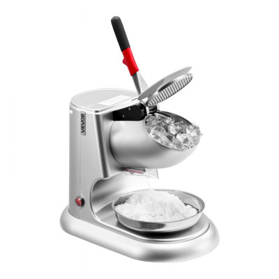 Ice Crusher Machine, 220lbs Per Hour Electric 4 Blades Snow Cone Maker, 300W 2000RPM Ice-Shaver for Home and Commercial Use, Stainless Steel Shaved Ice Machine with Bowl and Cover, Silver