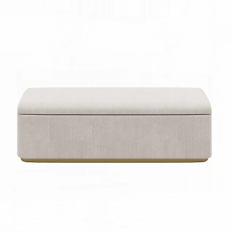 Banc de rangement rembourré en velours côtelé, Gris clair