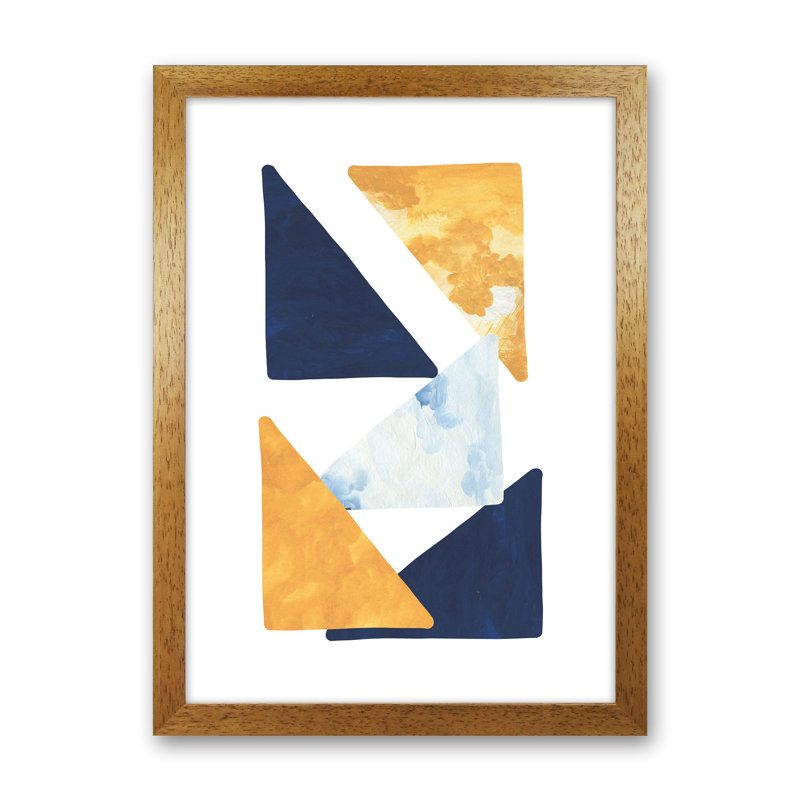 Horizon Abstract Triangles by Pixy Paper - Print, 29.7cm H x 21cm W x 3cm D, Oak Framed