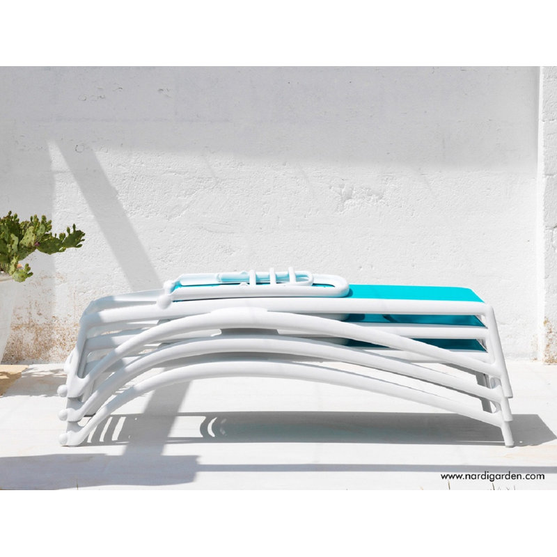 Atlantico Outdoor Chaise Lounge, Bianco/Celeste