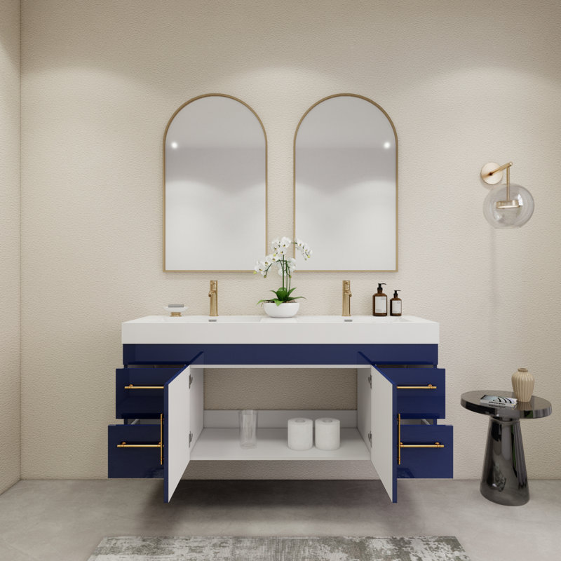 Ensemble de meuble-lavabo double 59 po, Bleu nuit