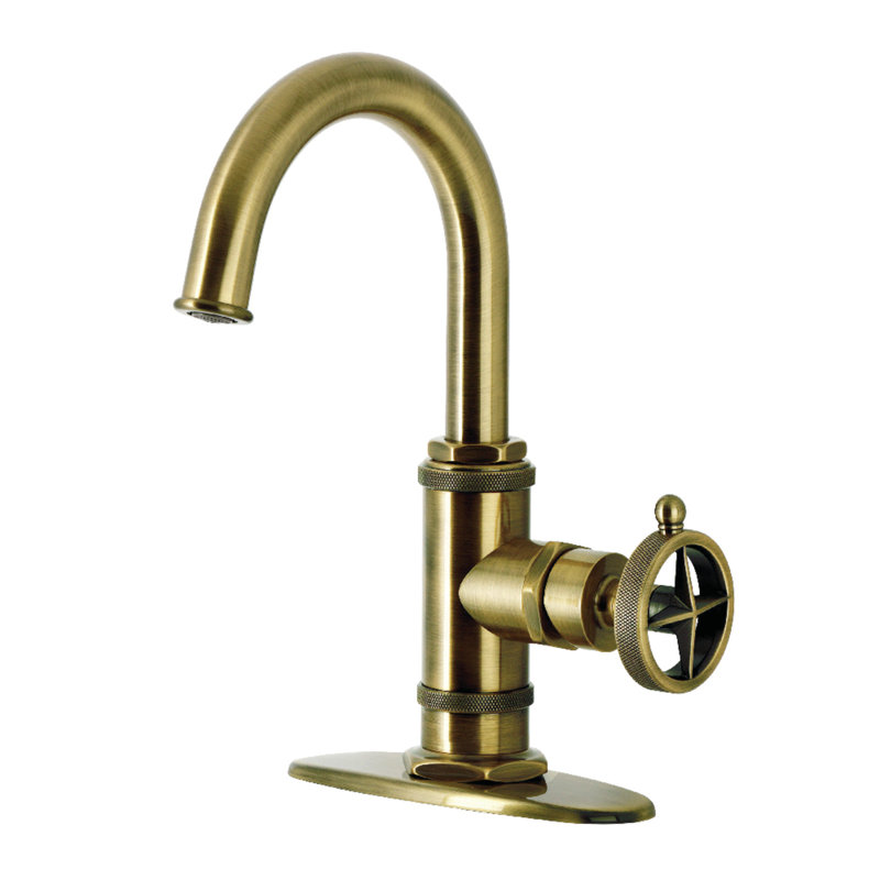 Kingston Brass Levante Single-Handle 1-Hole Deck Mount Bathroom Faucet, Antique Brass