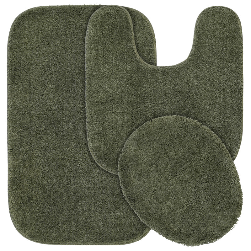 Ensemble de tapis pour salle de bain très doux de trois articles avec envers antidérapant Mccluney, Fougère intense