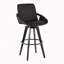 Tabourets de bar pivotants à hauteur fixe, structure en bois noir avec siège en similicuir noir, repose-pieds rond en métal, ensemble de 2, îlot de cuisine et tabouret de bar-300546850