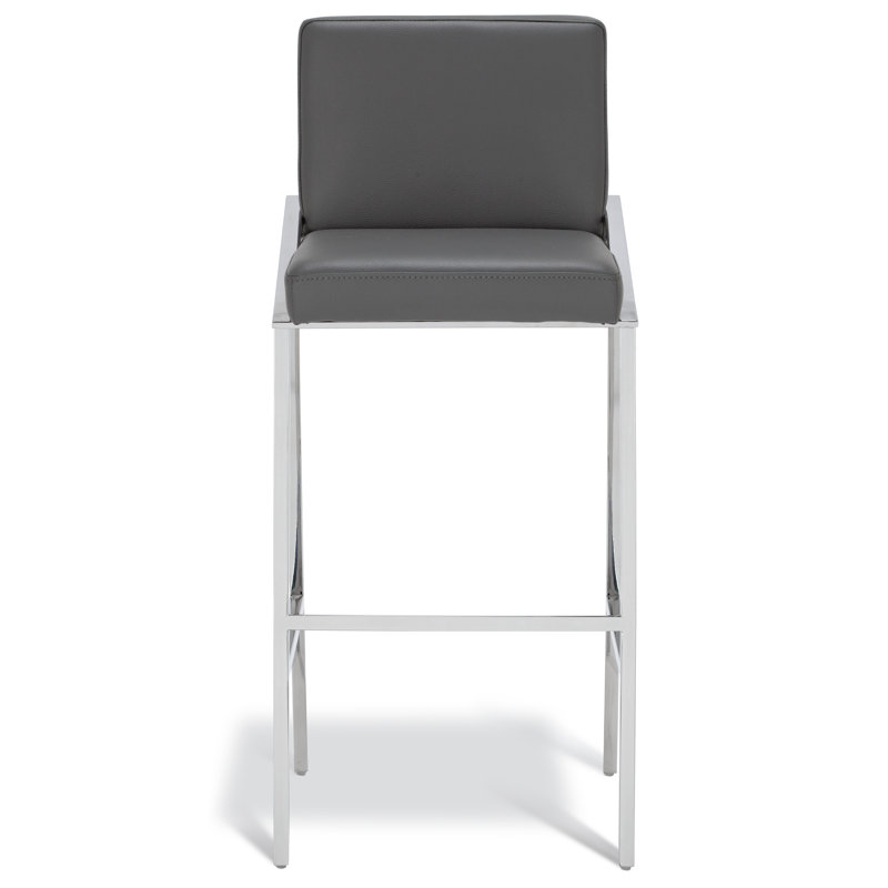Tabouret de bar Elie, Gris, Tabouret de bar (siège d'une hauteur de 30 po), Argent argent