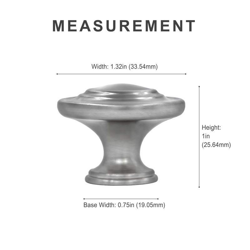 Poignée ronde 1 5/16 po de diamètre Classic Collection, Nickel satiné