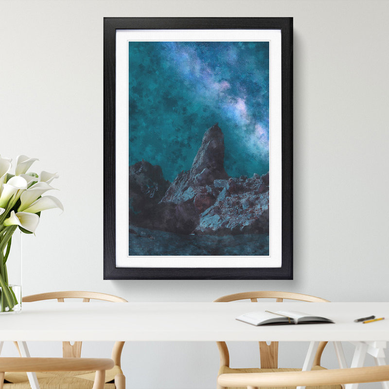 Rocks Beneath the Stars - Picture Frame Painting, 36cm H x 27cm W x 2cm D, Black Framed