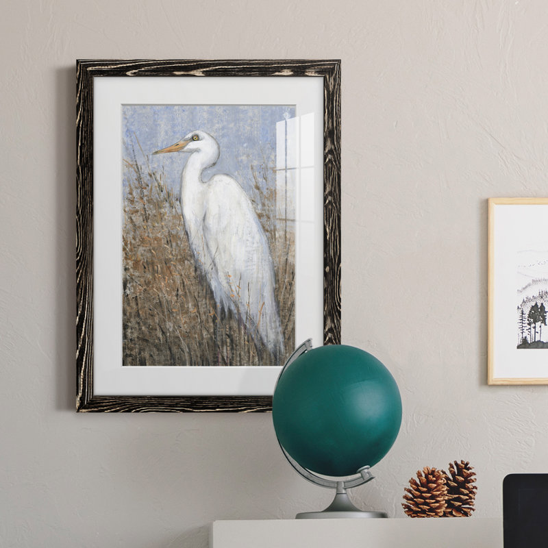 Cadre blanc mat Premium Heron II prêt à accrocher, Papier avec cadre noir, H 31,5 po x l 23,5 po x P 1 po, Blanc