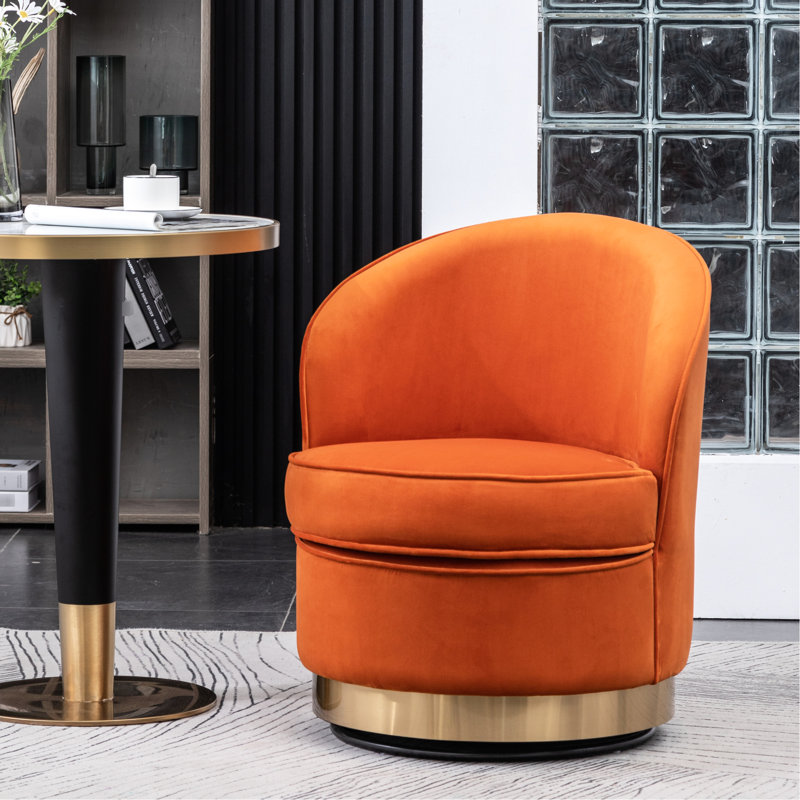 Siège contemporain en velours orange avec fonction pivotante - Housse de chaise élégante et pratique, Orange