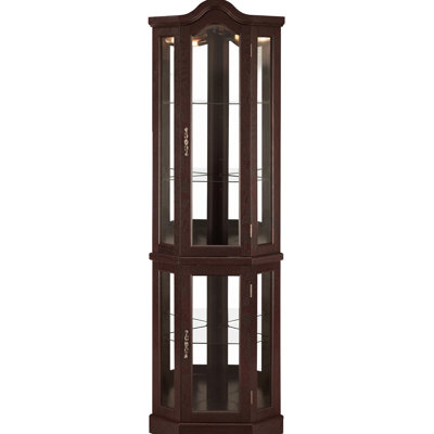 Dark Cherry Lighted Curio Cabinet With Tempered Glass, Four Adjustable Shelves, And Quality Hinges For Bedroom Push - To Open Doors, Built In Lighting Living Room Decor