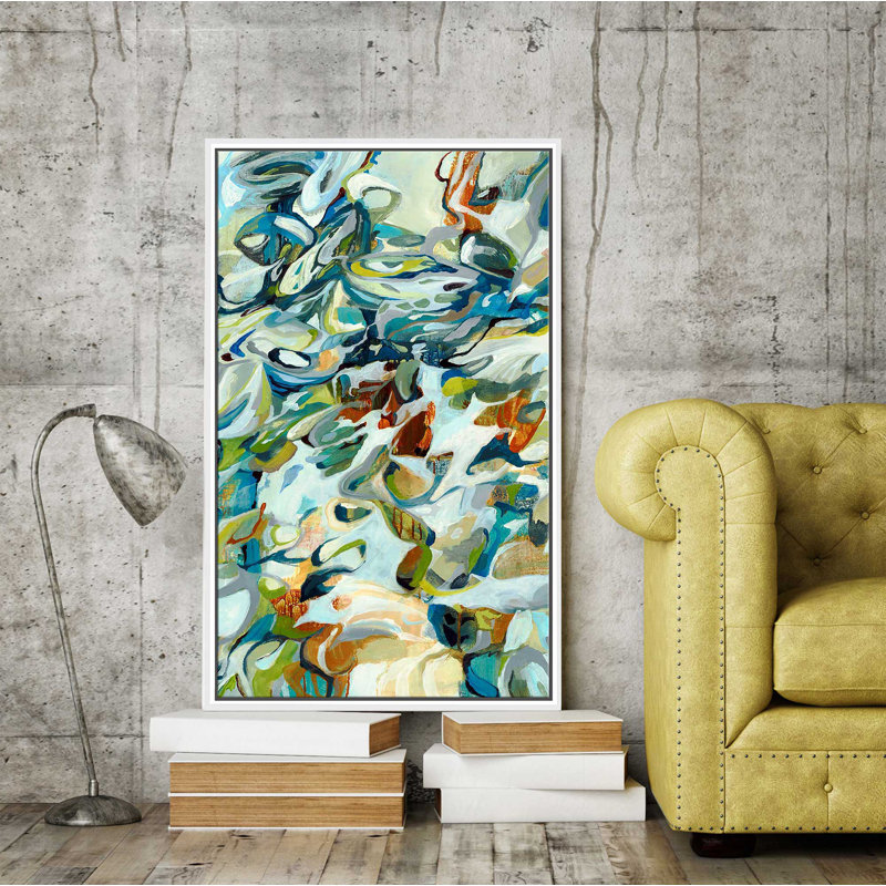 In the Flow III - peinture à cadre flottant, Cadre flottant blanc, H 63,5 po x l 39,5 po x P 2 po