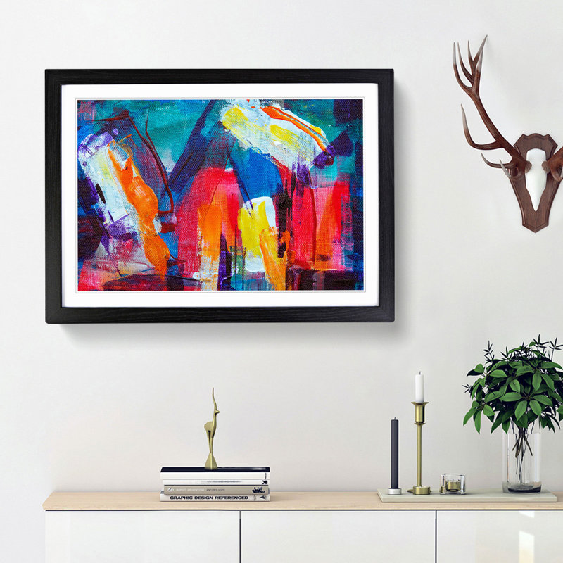 Abstract Art Painting Vol.26 by S.Johnson - Picture Frame Painting Print, Black Framed, 27cm H x 36cm W x 2cm D