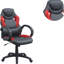 Adjustable Height Office Chair, Armrest Cushions, Seat Back, Black And Red For A Efficient Work Productive Space