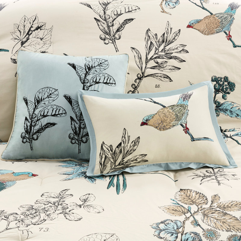 Édredon 7 pièces en kaki très grand - tissu sergé de coton avec broderie d'élégance champêtre