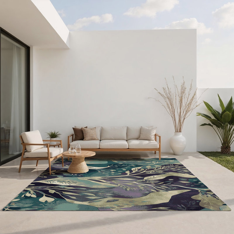 Tapis intérieur et extérieur Verdant Cosmos, Rectangle 5 pi x 7 pi
