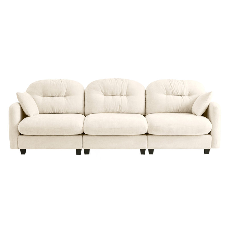 Three-Seater Modular Sectional Sofa, Beige Chenille, 36.6" H x 107" W x 34.2" D