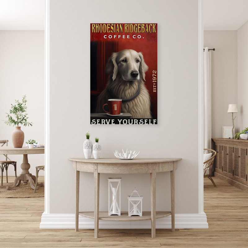 Rhodesian Ridgeback Coffee Co - 1 pièce Rectangle Rhodesian Ridgeback Coffee Co sur toile, impression