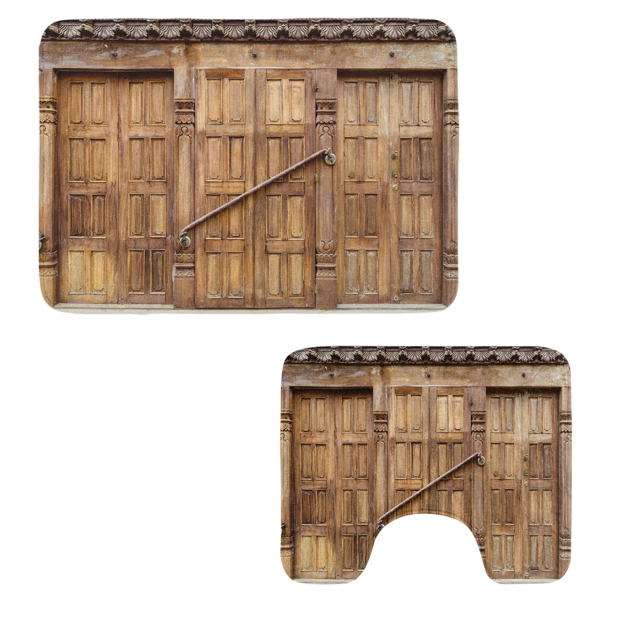 East Urban Home Rustic Bathroom Rug Set 2 Pieces Rectangle & Contour ...