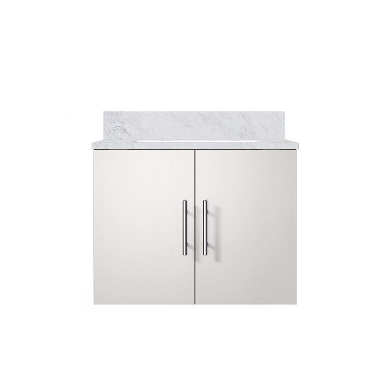 24 po X P 22 po Meuble-lavabo D avec comptoir en marbre de Carrare, Blanc lustré, Marbre blanc