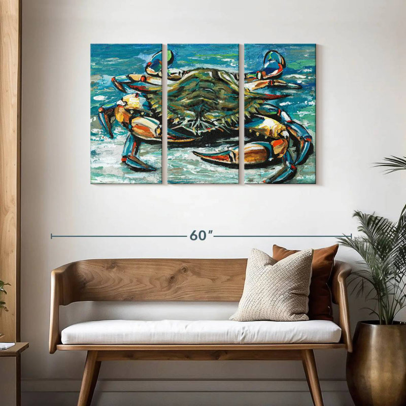 Brampt Blue Palette Crab I, 28" H x 45" W