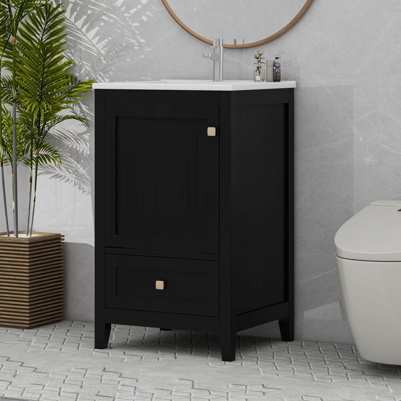 Bathroom Vanity With Sink, Small Bathroom Cabinet, Black