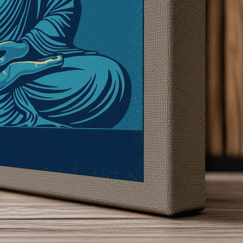 Meditation Buddha Japandi - Wrapped Canvas, 18x12 - 45.7 x 30.5 cm, Taupe Border