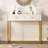 Modern console table with two storage drawers & stripe design, sleek entryway sofa table for living room & hallway, white