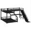 Lit superposé en L avec lit mezzanine, lit superposé triple en métal avec glissade et ports USB-1935521029