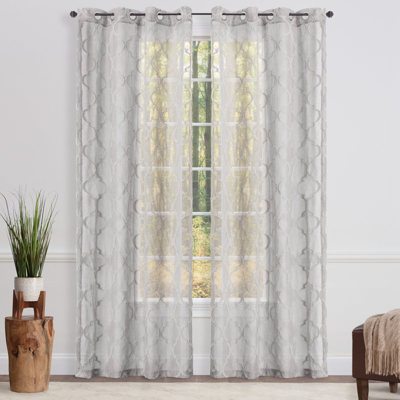 Paire de rideaux transparents avec œillets Ashat, Gris sauge, L 52 po x L 63 po