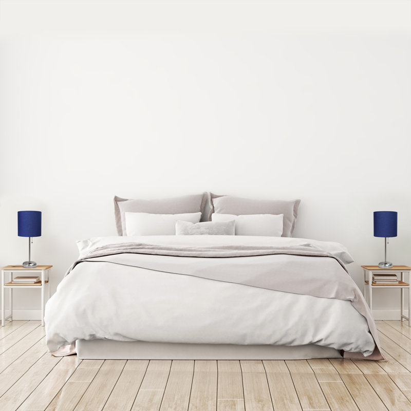 Baljit Metal Table Lamp, Navy, Brushed Steel