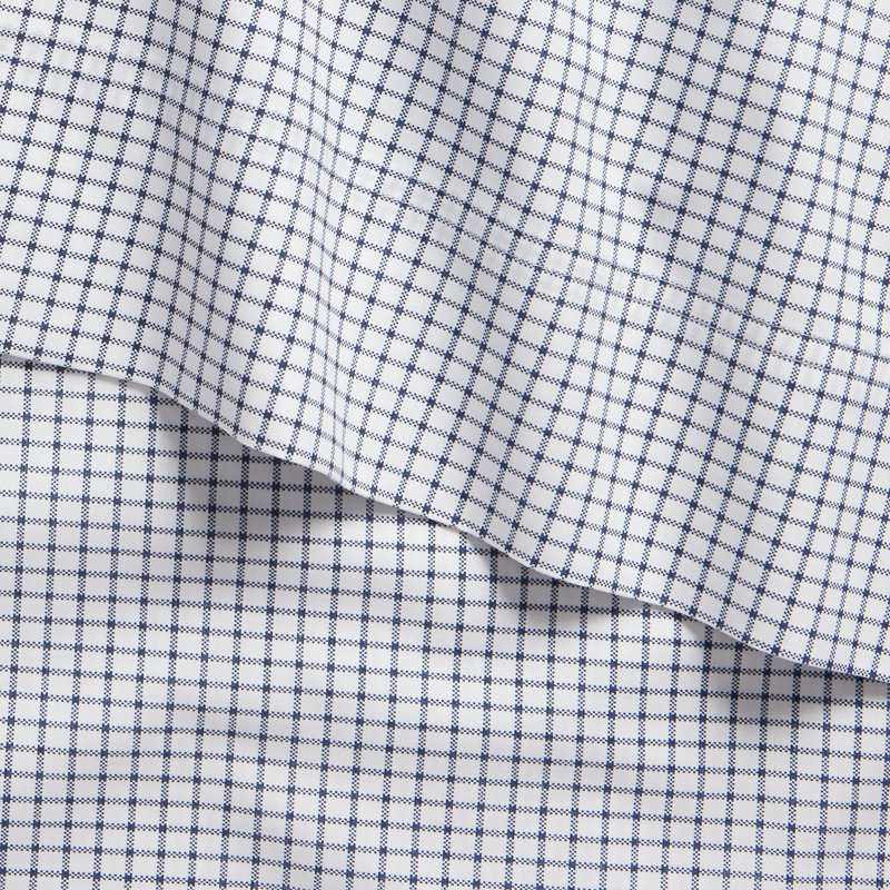 Sloane Cotton Percale Checked Sheet Set, Navy, King