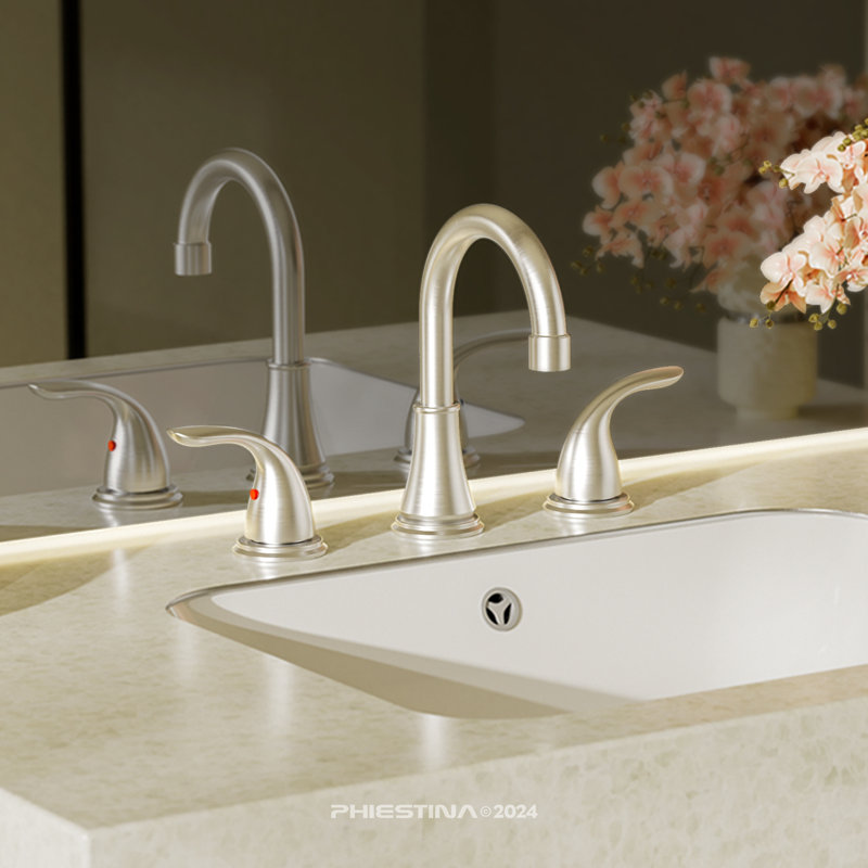 2-handle Bathroom Faucet with Drain Assembly