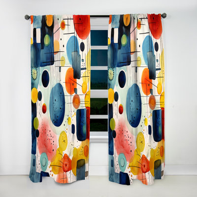 Jimson Colorful Geometric Mid Century Shapes II - Modern Curtain - Velvet Room Darkening - 1 panel